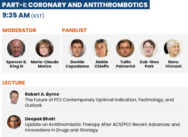 Part-I: Coronary and Antithrombotics - 9:20 AM(KST)