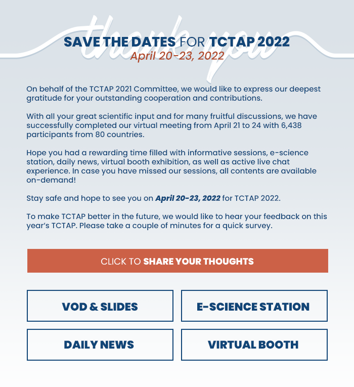 SAVE THE DATES FOR TCTAP 2022 - April 20-23, 2022